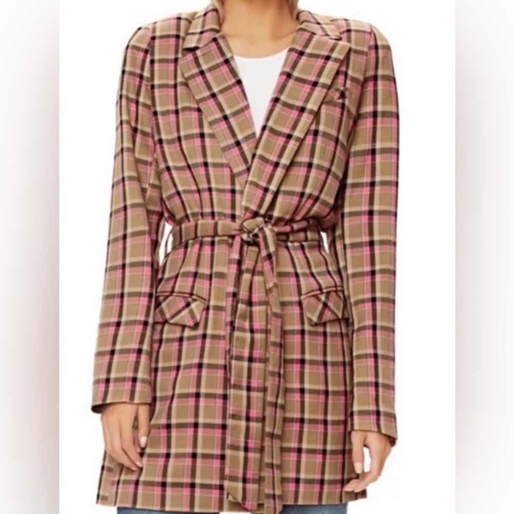 AFRM pink beige plaid blazer